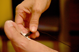 Electrode on patients foot